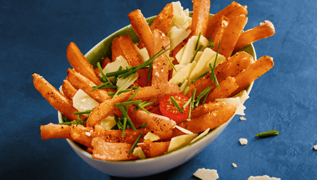 GARLIC CHEESE SWEET POTATO FRIES